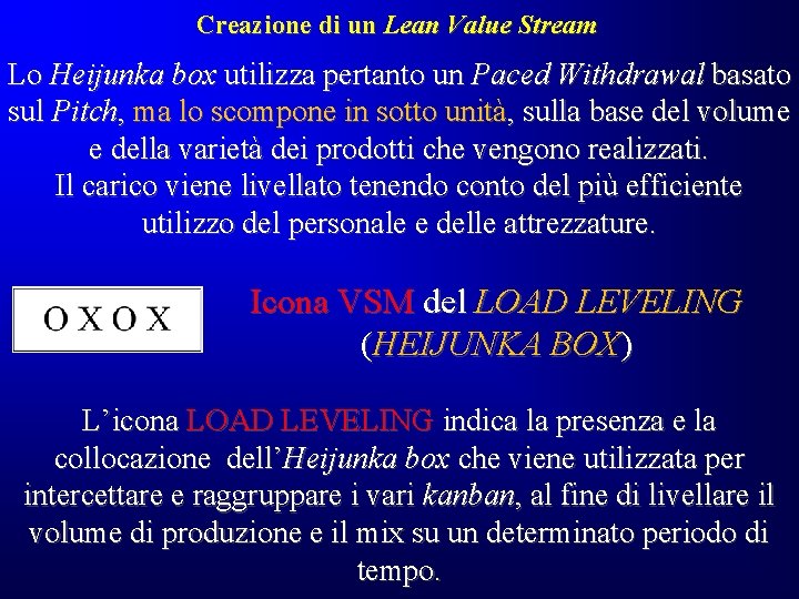 Creazione di un Lean Value Stream Lo Heijunka box utilizza pertanto un Paced Withdrawal Creazione di un Lean Value Stream Lo Heijunka box utilizza pertanto un Paced Withdrawal