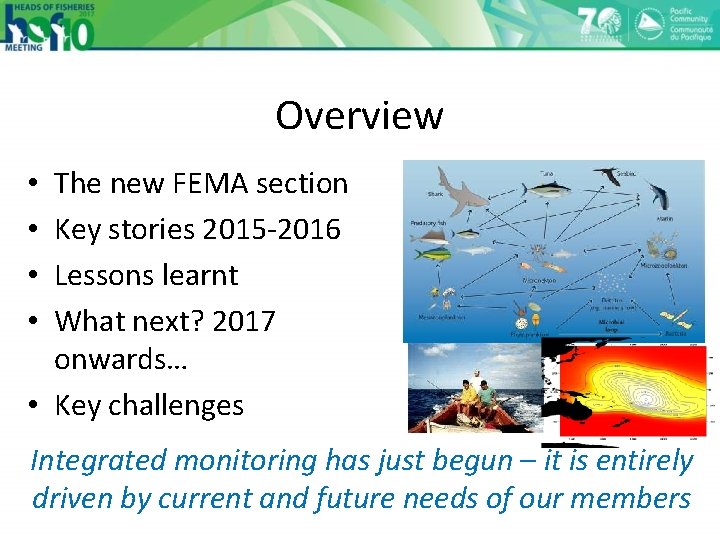 Overview The new FEMA section Key stories 2015 -2016 Lessons learnt What next? 2017