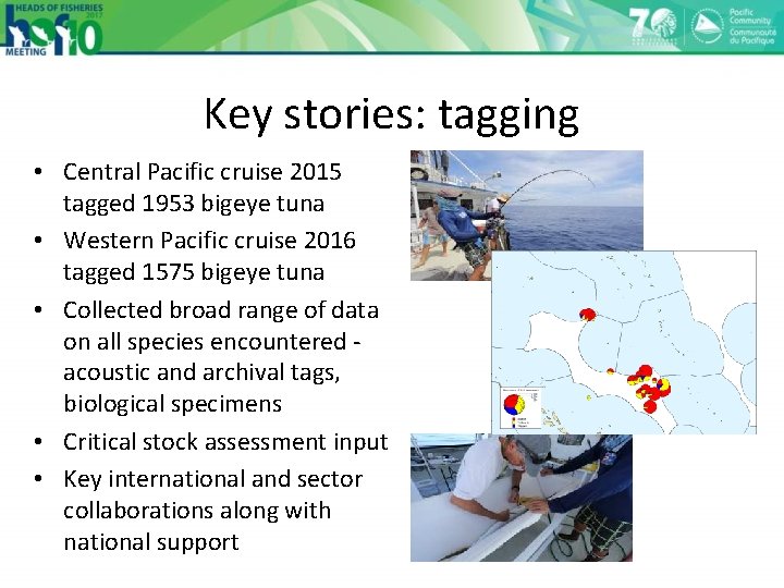 Key stories: tagging • Central Pacific cruise 2015 tagged 1953 bigeye tuna • Western