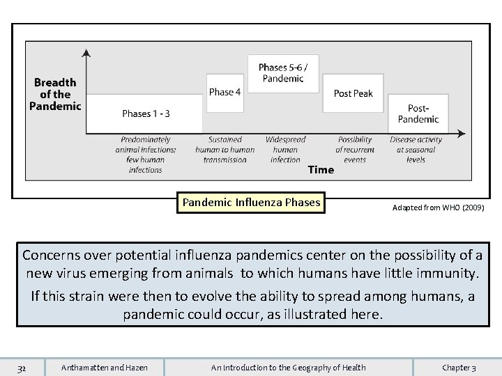 Pandemic Influenza Phases Adapted from WHO (2009) Concerns over potential influenza pandemics center on