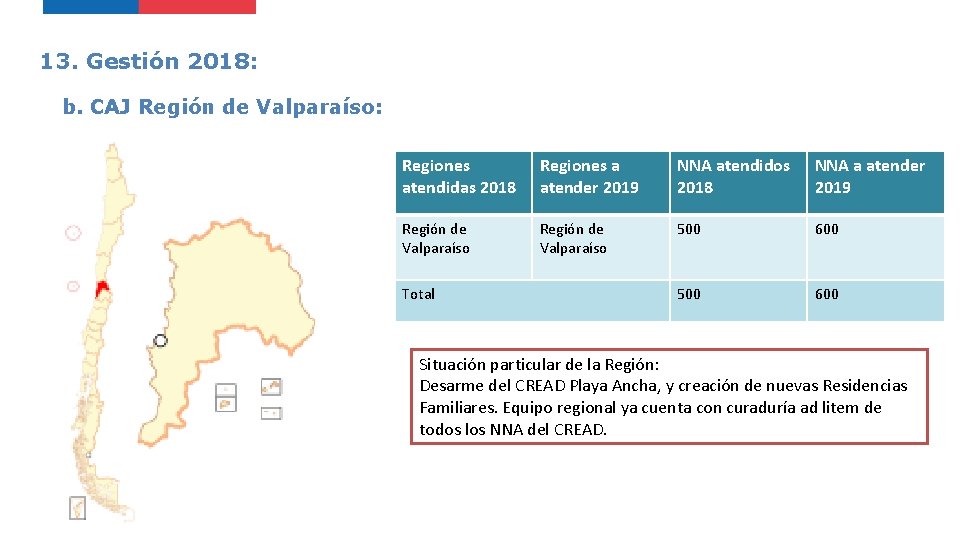 13. Gestión 2018: b. CAJ Región de Valparaíso: Regiones atendidas 2018 Regiones a atender