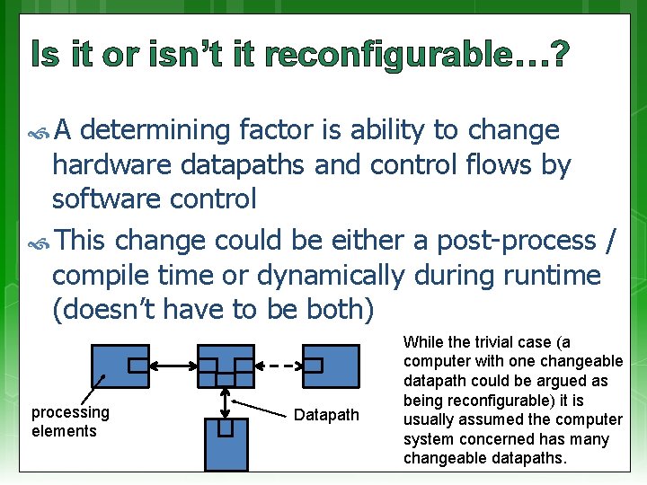 Is it or isn’t it reconfigurable…? A determining factor is ability to change hardware