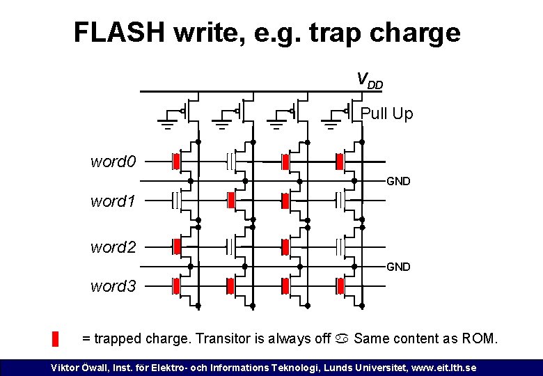 FLASH write, e. g. trap charge VDD Pull Up word 0 GND word 1