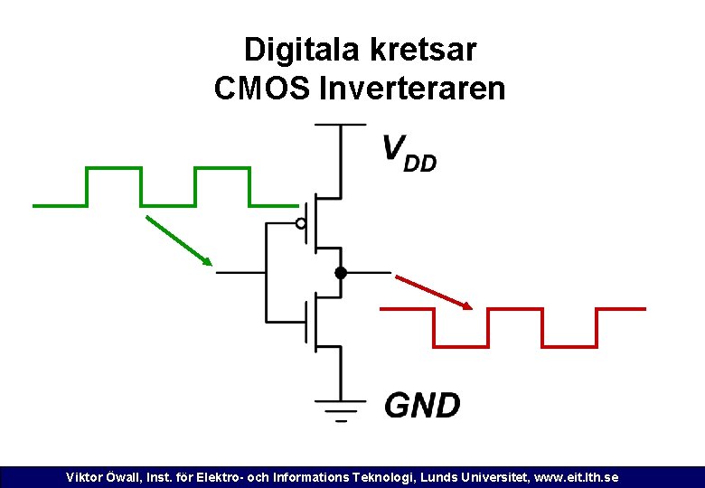 Digitala kretsar CMOS Inverteraren Viktor Öwall, Inst. för Elektro- och Informations Teknologi, Lunds Universitet,