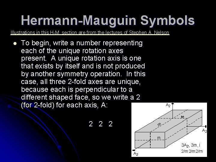 Hermann-Mauguin Symbols Illustrations in this H-M section are from the lectures of Stephen A.