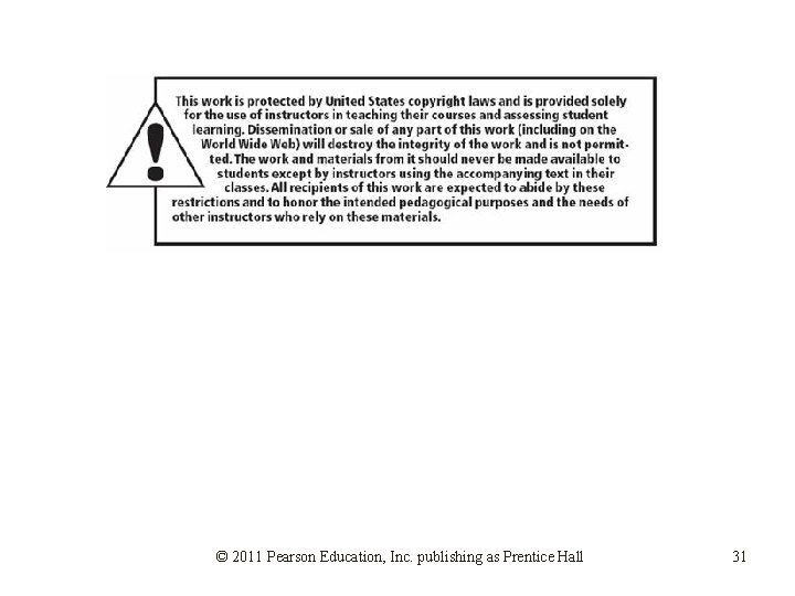 © 2011 Pearson Education, Inc. publishing as Prentice Hall 31 © 2011 Pearson Education, Inc. publishing as Prentice Hall 31