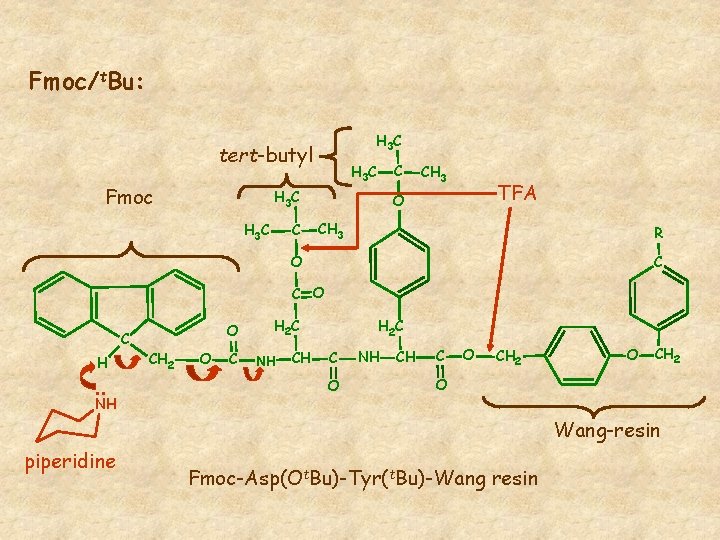 Fmoc/t. Bu: H 3 C tert-butyl Fmoc C H 3 C CH 3 TFA