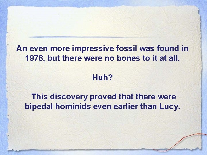 An even more impressive fossil was found in 1978, but there were no bones
