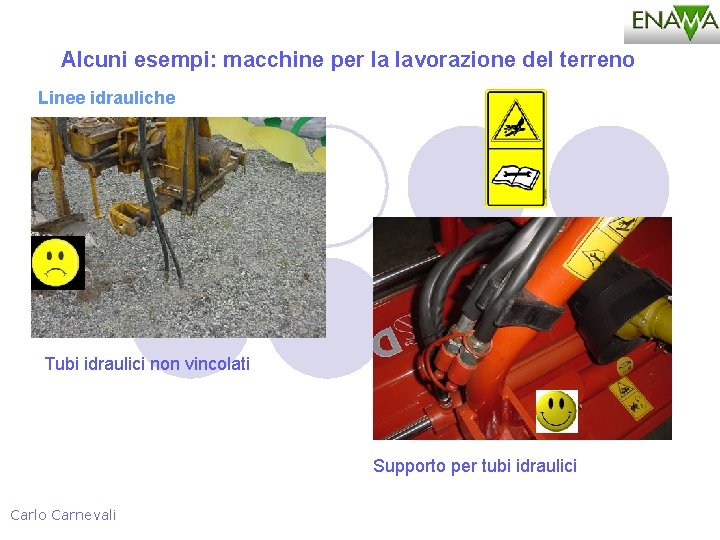 Alcuni esempi: macchine per la lavorazione del terreno Linee idrauliche Tubi idraulici non vincolati