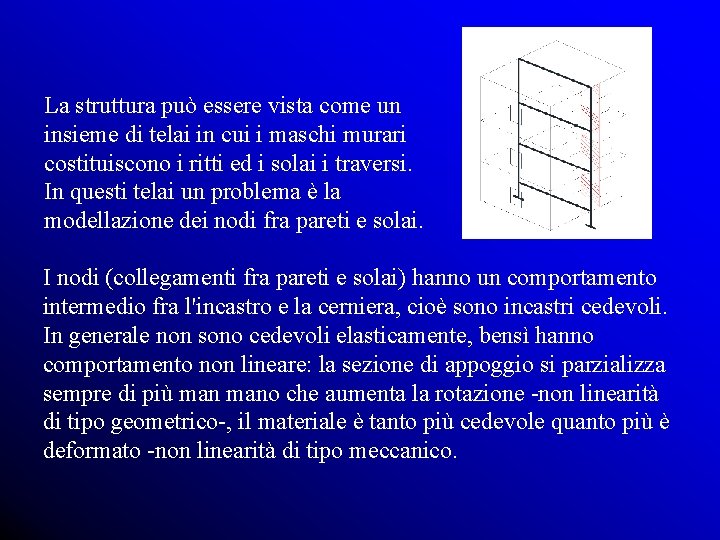 La struttura può essere vista come un insieme di telai in cui i maschi