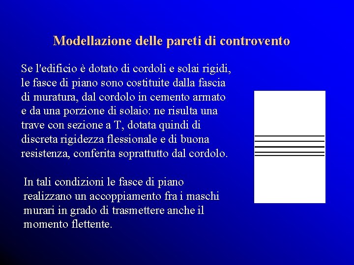 Modellazione delle pareti di controvento Se l'edificio è dotato di cordoli e solai rigidi,