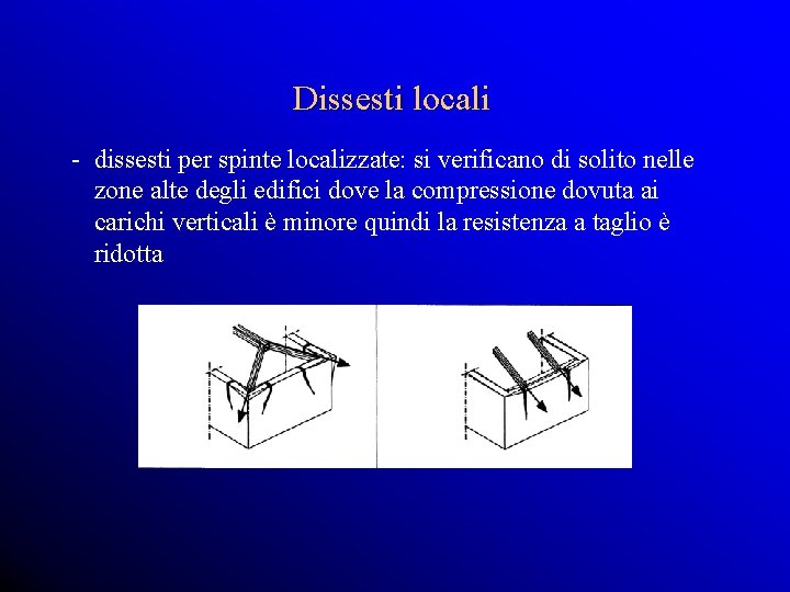 Dissesti locali - dissesti per spinte localizzate: si verificano di solito nelle zone alte