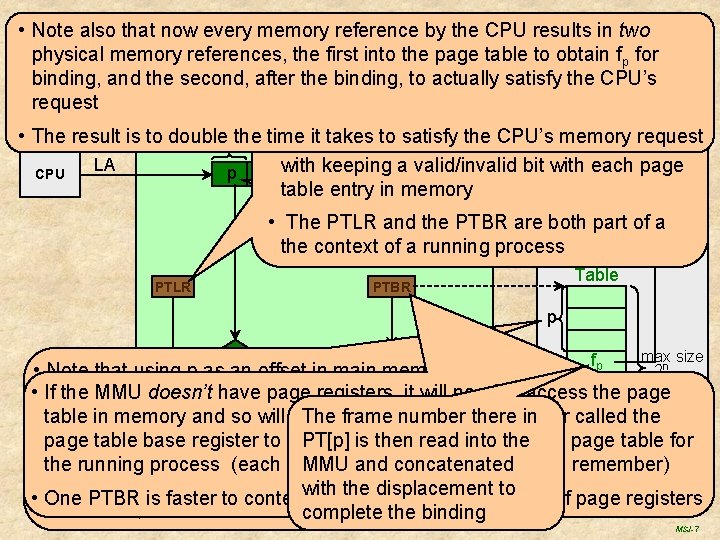  • Note also that now every memory reference by the CPU results in