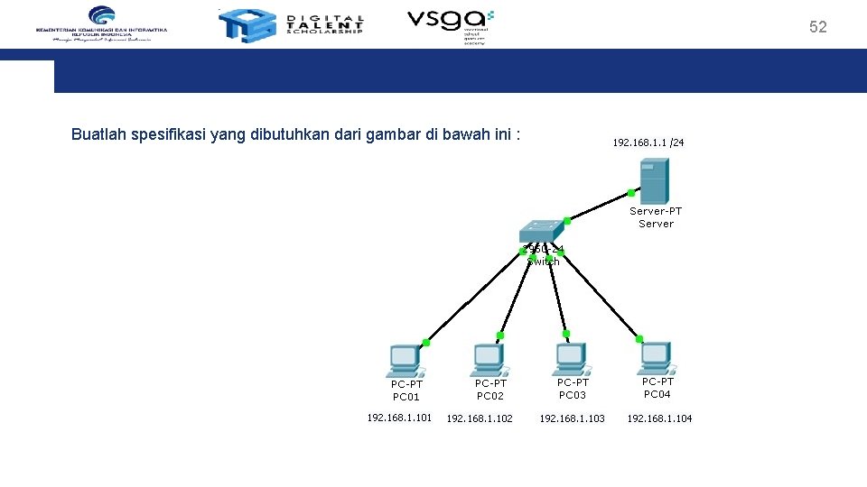 52 Buatlah spesifikasi yang dibutuhkan dari gambar di bawah ini : 