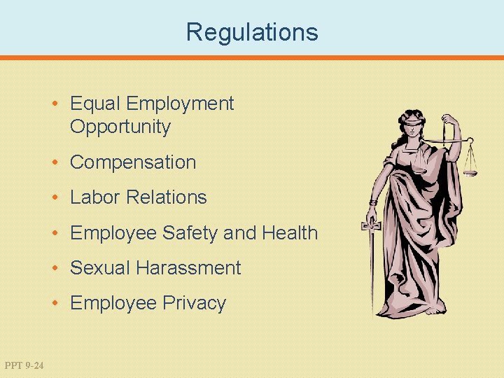 Regulations • Equal Employment Opportunity • Compensation • Labor Relations • Employee Safety and