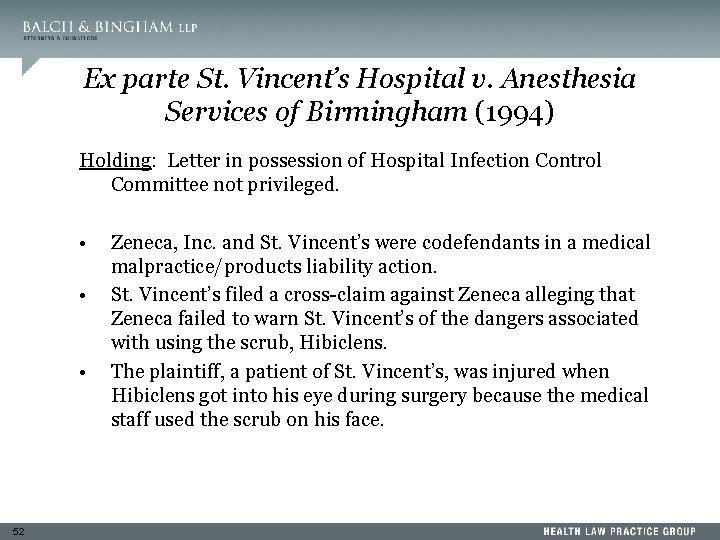 Ex parte St. Vincent’s Hospital v. Anesthesia Services of Birmingham (1994) Holding: Letter in