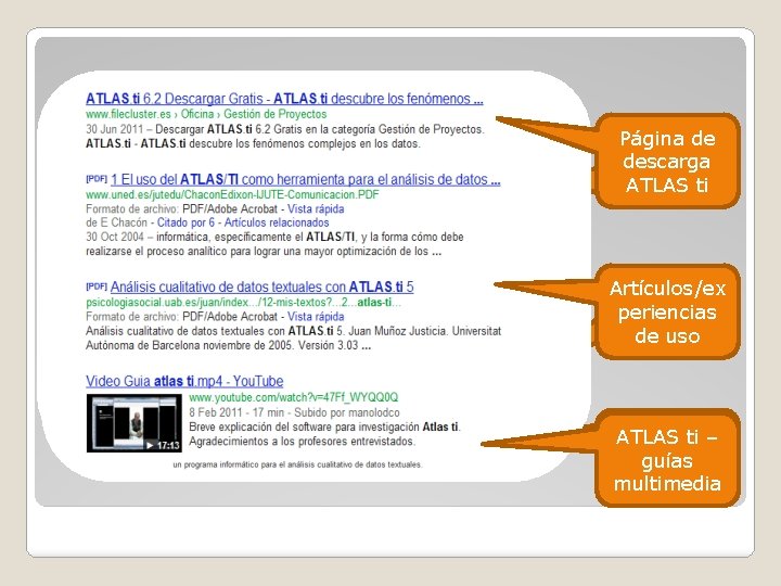 Páginade descarga oficial ATLAS ti Artículos/ex ATLAS tiperiencias Demo de uso ATLAS ti ti
