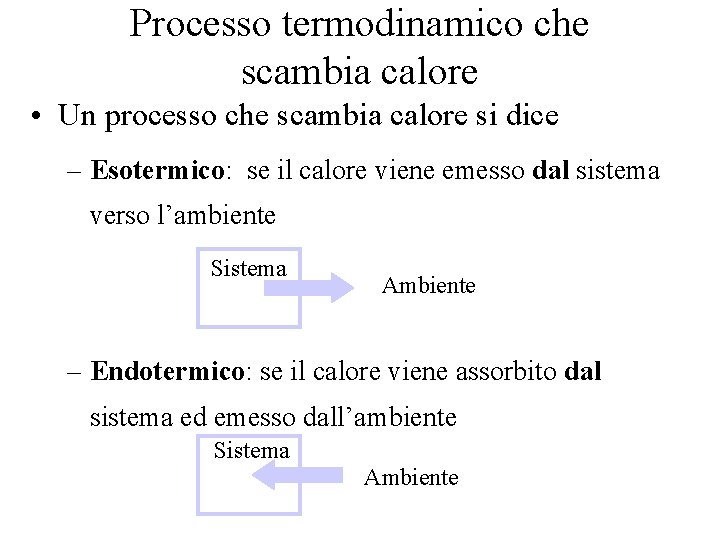 Processo termodinamico che scambia calore • Un processo che scambia calore si dice –