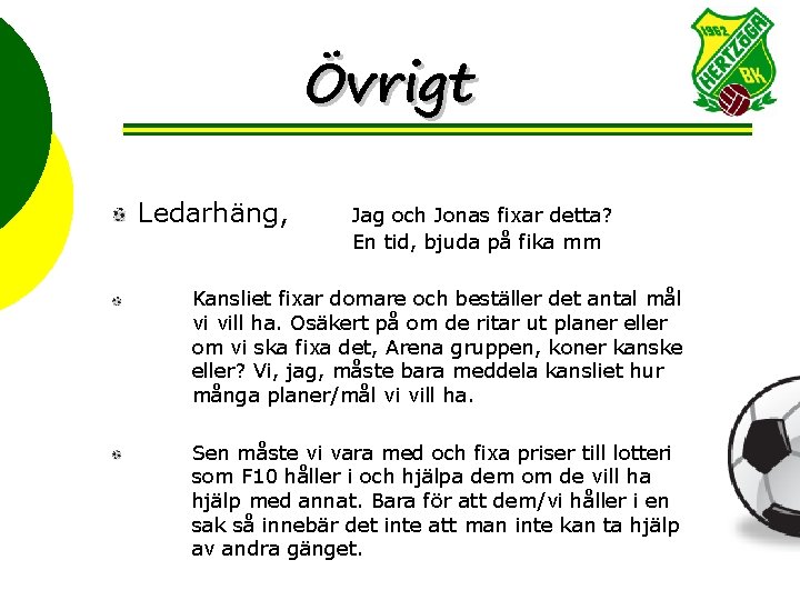 Övrigt Ledarhäng, Jag och Jonas fixar detta? En tid, bjuda på fika mm Kansliet