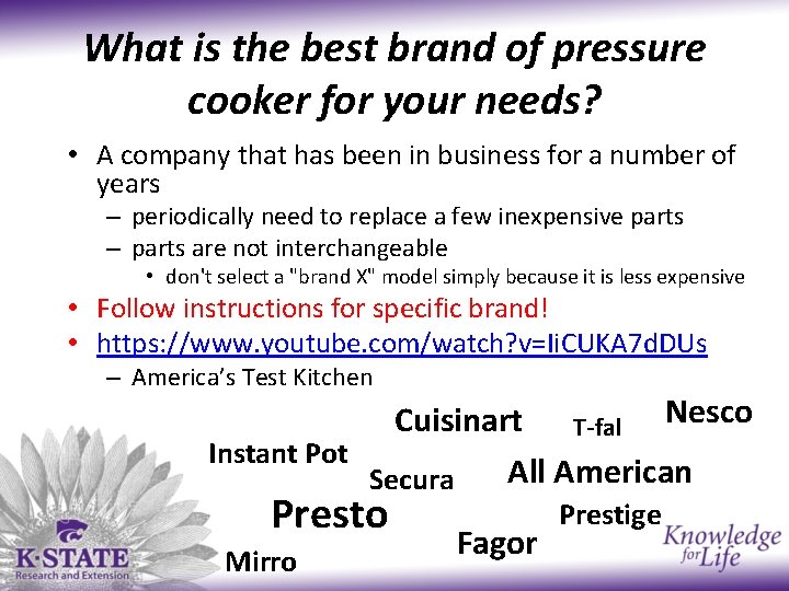 What is the best brand of pressure cooker for your needs? • A company