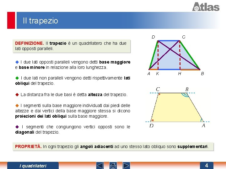 Il trapezio D C DEFINIZIONE. Il trapezio è un quadrilatero che ha due lati
