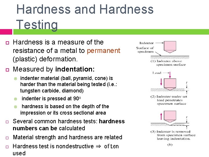 Hardness and Hardness Testing Hardness is a measure of the resistance of a metal