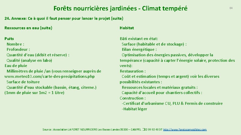 Forêts nourricières jardinées - Climat tempéré 84 24. Annexe: Ce à quoi il faut