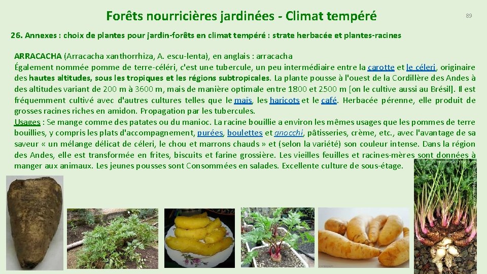 Forêts nourricières jardinées - Climat tempéré 89 26. Annexes : choix de plantes pour