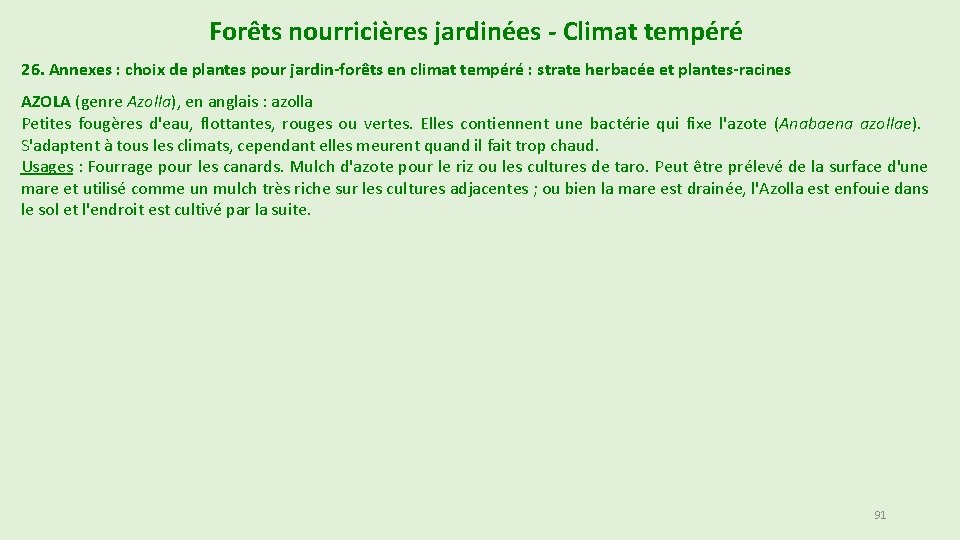 Forêts nourricières jardinées - Climat tempéré 26. Annexes : choix de plantes pour jardin-forêts