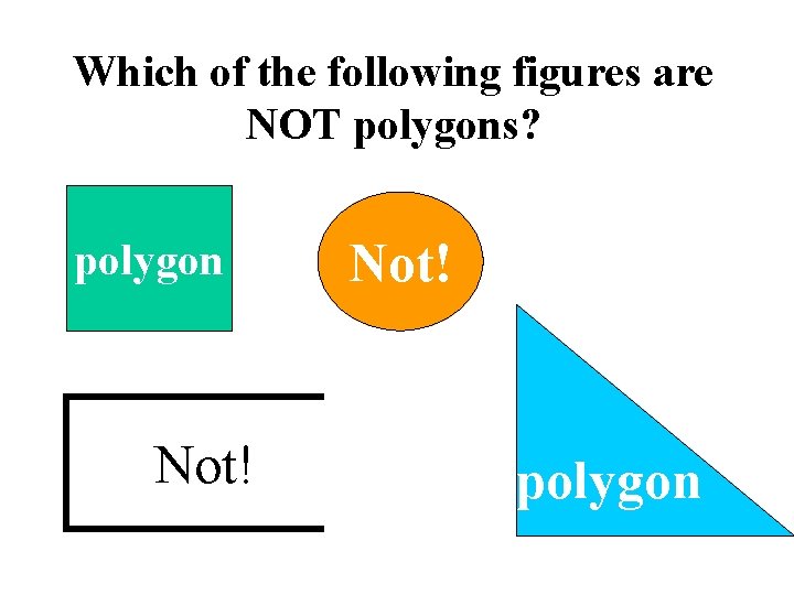 Which of the following figures are NOT polygons? polygon Not! polygon 