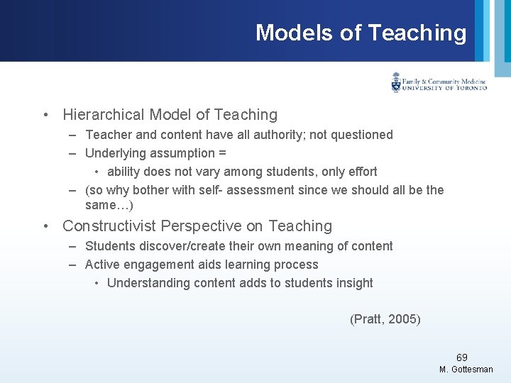 Models of Teaching • Hierarchical Model of Teaching – Teacher and content have all