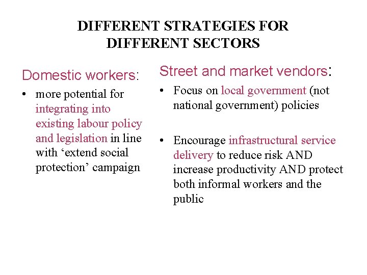 OCCUPATIONAL HEALTH AND SAFETY FOR INFORMAL WORKERS Social