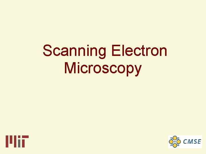 Scanning Electron Microscopy 