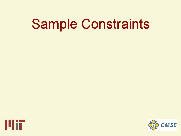 Sample Constraints 