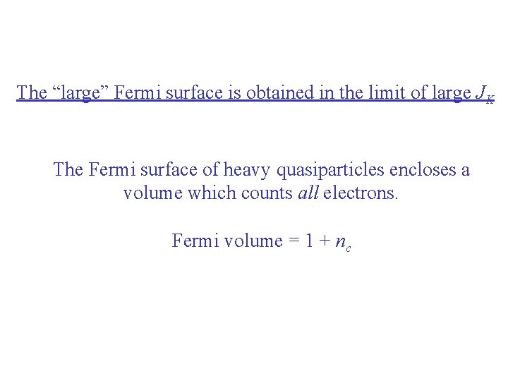 The “large” Fermi surface is obtained in the limit of large JK The Fermi