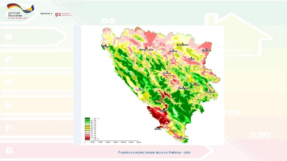 Projektne vanjske temperature za hlađenje - ljeto 