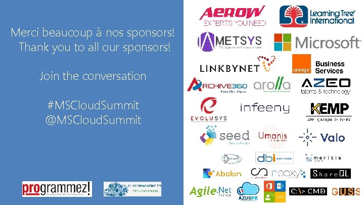 Merci beaucoup à nos sponsors! Thank you to all our sponsors! Join the conversation