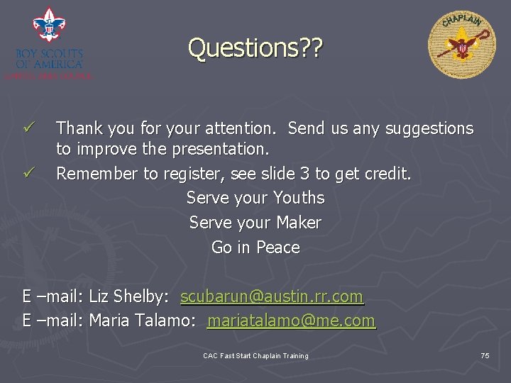 Questions? ? ü ü Thank you for your attention. Send us any suggestions to