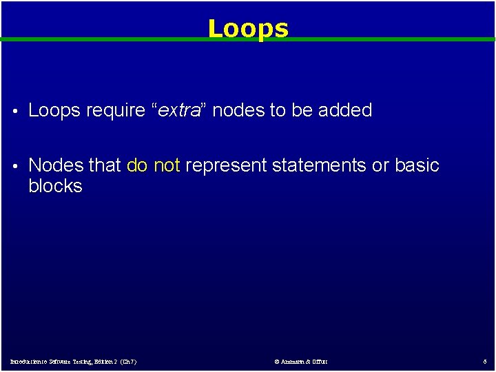 Loops • Loops require “extra” nodes to be added • Nodes that do not