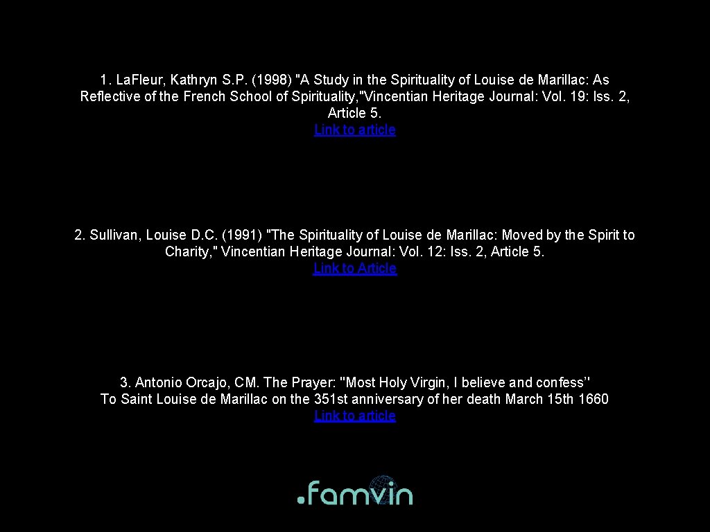 1. La. Fleur, Kathryn S. P. (1998) "A Study in the Spirituality of Louise