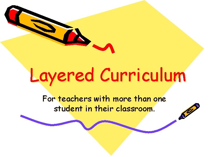 Layered Curriculum For teachers with more than one student in their classroom. 