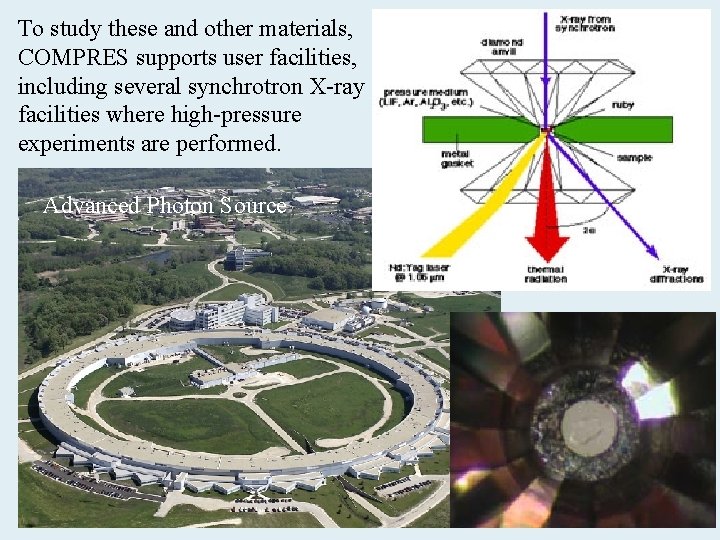 To study these and other materials, COMPRES supports user facilities, including several synchrotron X-ray