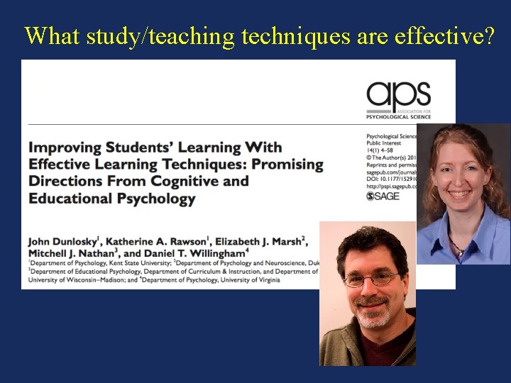 What study/teaching techniques are effective? 