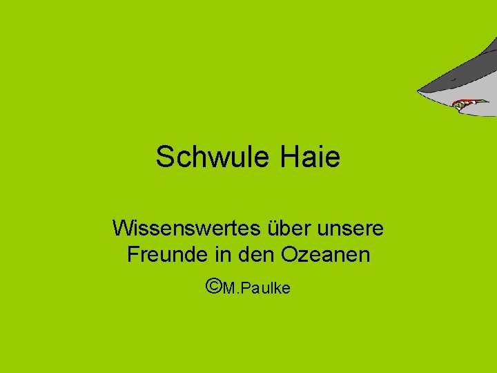 Schwule Haie Wissenswertes über unsere Freunde in den Ozeanen ©M. Paulke 