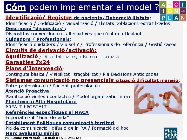 Cóm podem implementar el model ? Identificació/ Registre de pacients/Elaboració llistats: Identificació / Codificació
