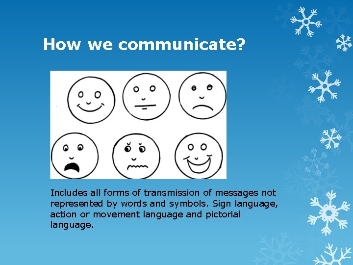 How we communicate? Includes all forms of transmission of messages not represented by words