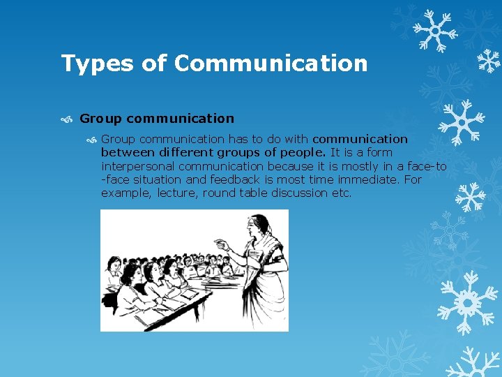 Types of Communication Group communication has to do with communication between different groups of Types of Communication Group communication has to do with communication between different groups of