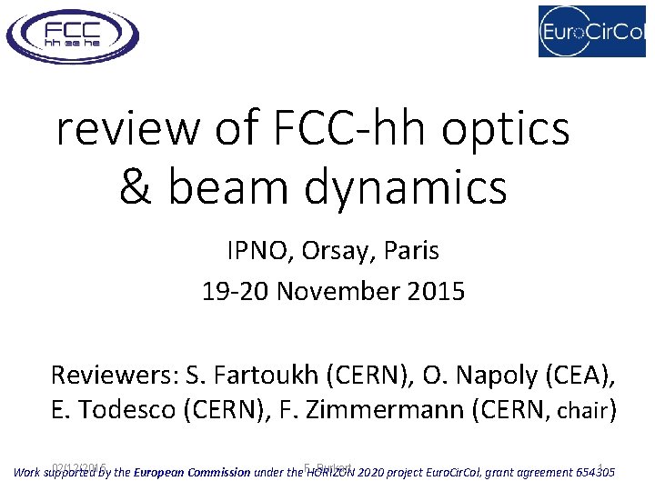 review of FCC-hh optics & beam dynamics IPNO, Orsay, Paris 19 -20 November 2015