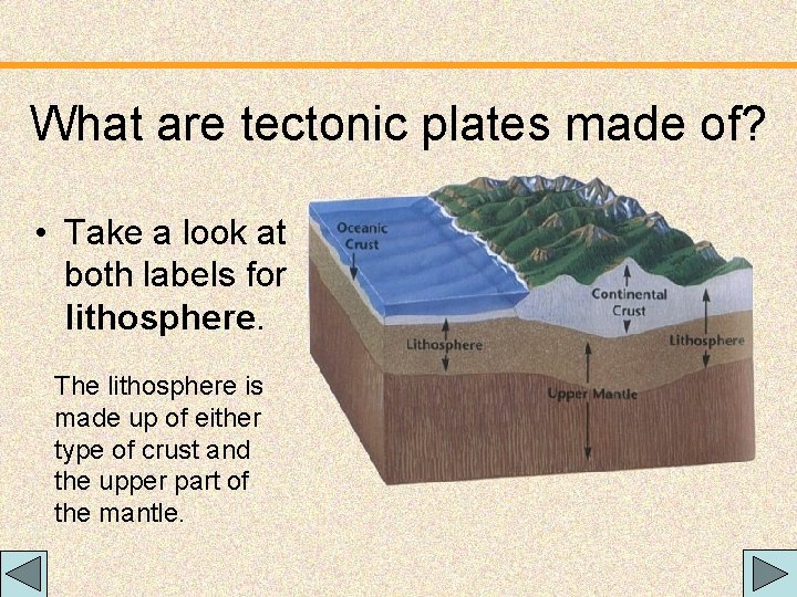 What are tectonic plates made of? • Take a look at both labels for