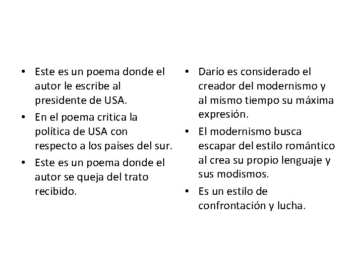 • Este es un poema donde el autor le escribe al presidente de • Este es un poema donde el autor le escribe al presidente de